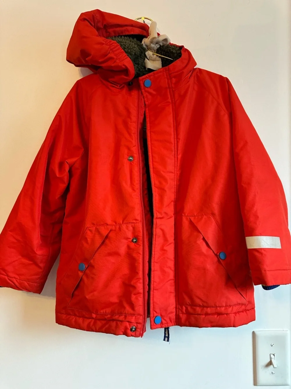 Boys 5/6 Mini Boden Red Hooded Winter Parka Jacket